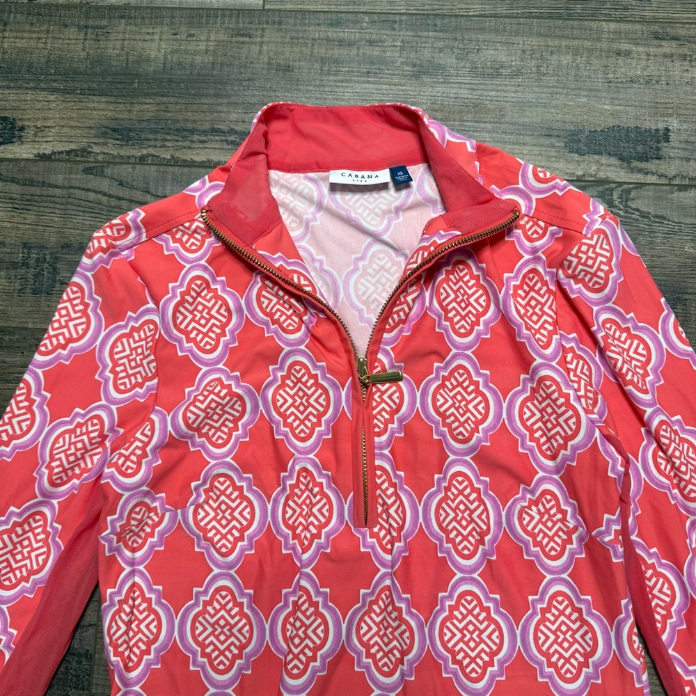 Cabana Life Coral and Pink Patterned Dress Long Sleeve - Picture 3 of 12